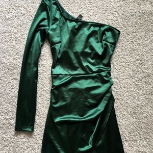 Windsor Green One-Shoulder Mini Dress